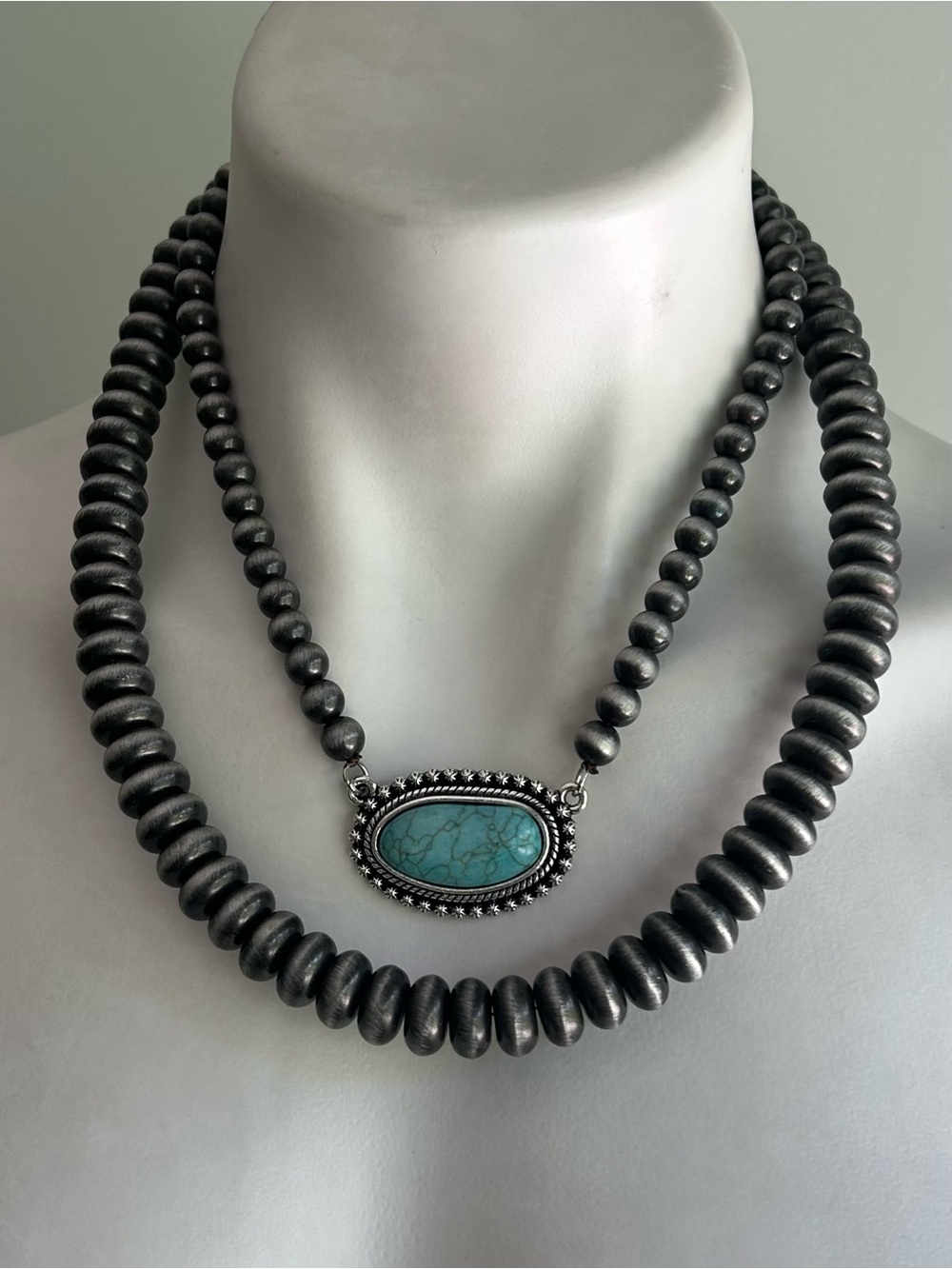 EMMA Layered Squash Blossom Necklace and Earrings Set, NEW - Picture 4 of 6